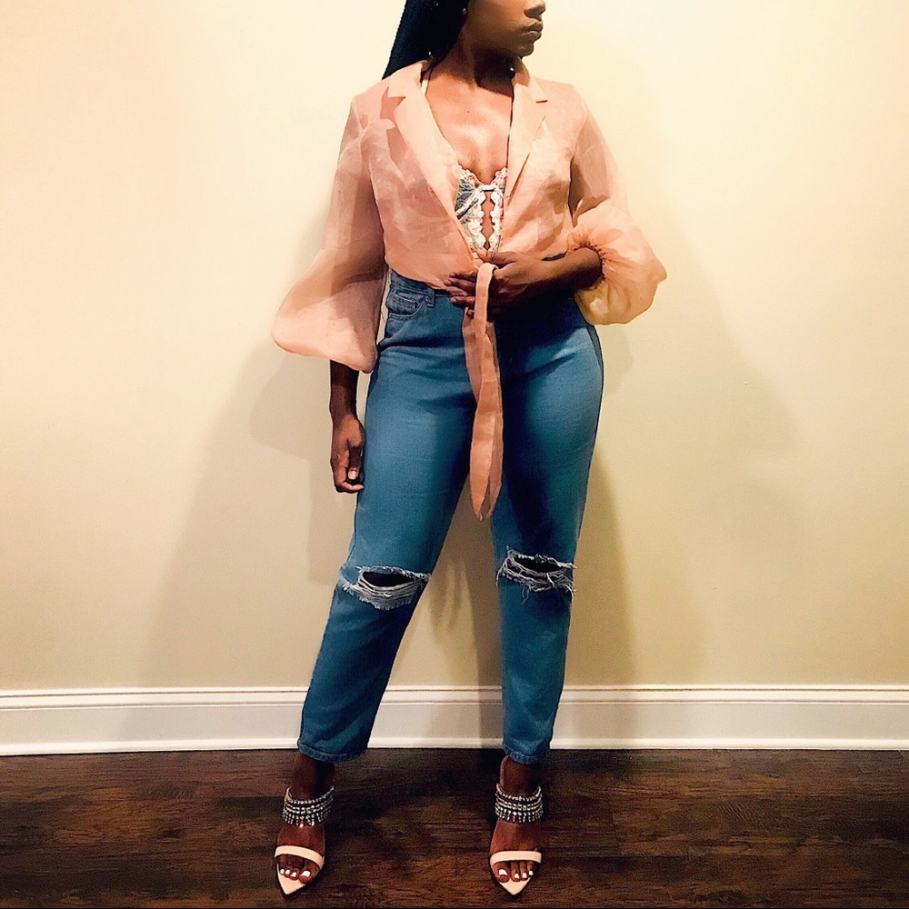 Organza tie front crop top, US size 10